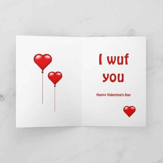 Valentine's Day Chien Chien Chien Chien Wuf Carte  (Intérieur)