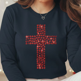 Valentine's Day Christian Cross Hearts Faith Tri-Blend Shirt
