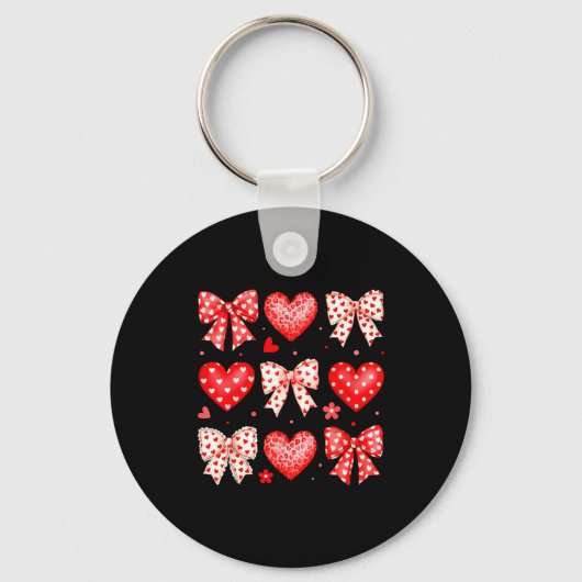 Valentines Day Coquette Bow Hearts Leopard Women G Sleutelhanger (Voorkant)