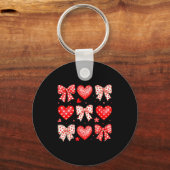 Valentines Day Coquette Bow Hearts Leopard Women G Sleutelhanger (Voorkant)