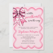 Valentine's Day Coquette Pink Bow Baby Shower Kaart (Voorkant)