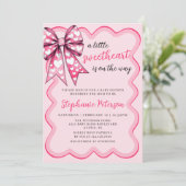 Valentine's Day Coquette Pink Bow Baby Shower Kaart (Staand voorkant)