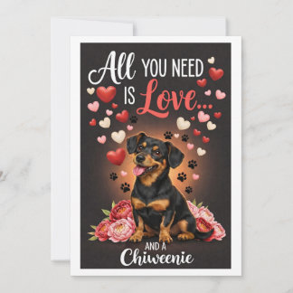 Valentine's Day cute chiweenie dog Photo   Feestdagenkaart