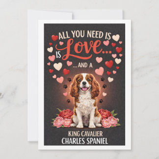 Valentine's Day cute king cavalier charles spaniel Feestdagenkaart