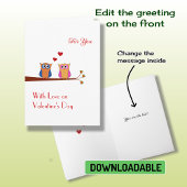 Valentine's Day deux chouettes chouettes Carte de 