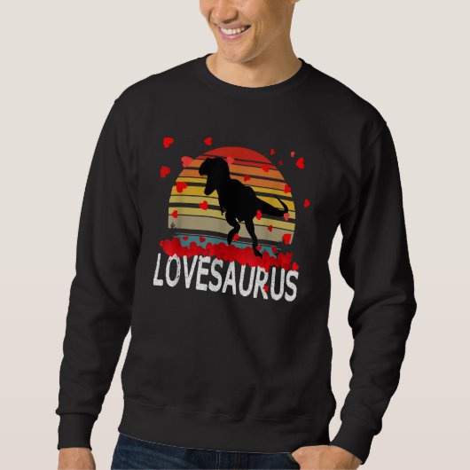 Valentines Day Dinosaur Lovesaurus Hearts Boys Tee Trui (Voorkant)