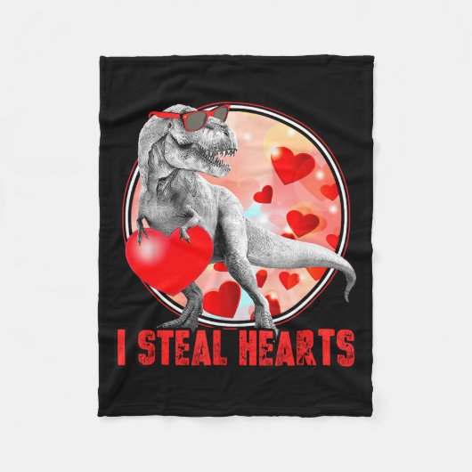 Valentines Day Dinosaur T Rex I Steal Hearts Funny Fleece Deken (Voorkant)
