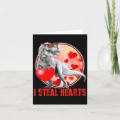 Valentines Day Dinosaur T Rex I Steal Hearts Funny Kaart (Voorkant)
