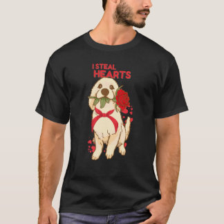 Valentine's Day Dog I Steal Hearts Retriever T-shirt
