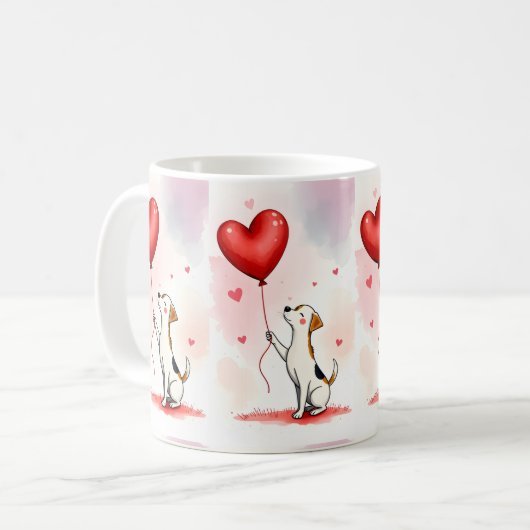 Valentine's Day Dog Red Hearts Mugs (Devant gauche)