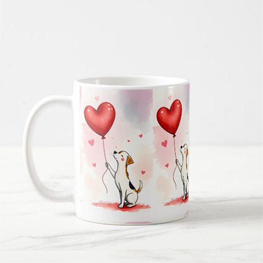 Valentine's Day Dog Red Hearts Mugs (Gauche)