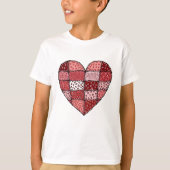 Valentine's Day Doodle Art Patchwork Heart Kids T-shirt (Voorkant)