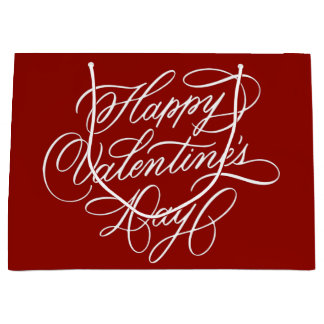 Valentines Day Elegant Calligraphy Deep Red  Groot Cadeauzakje