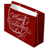 Valentines Day Elegant Calligraphy Deep Red  Groot Cadeauzakje (Voorkant Gekanteld)