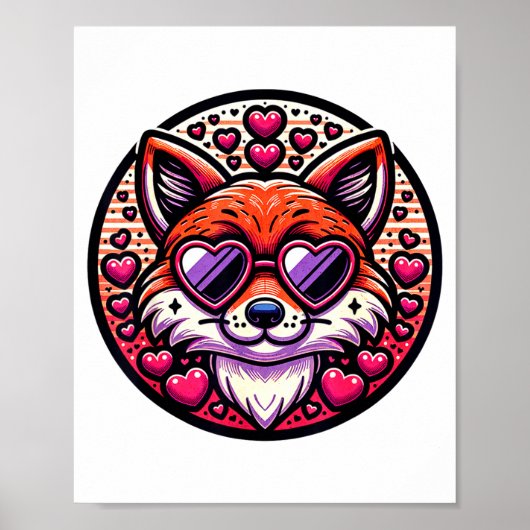 Valentines Day Fox And Matching Couples Foxes  Poster (Voorkant)