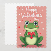 Valentines Day Frog Flat Greeting Card Feestdagenkaart (Voorkant / Achterkant)