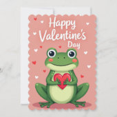 Valentines Day Frog Flat Greeting Card Feestdagenkaart (Voorkant)