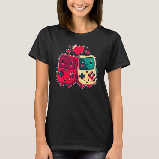 Valentine's Day Gaming Console for Gamer Couples K T-shirt (Voorkant)