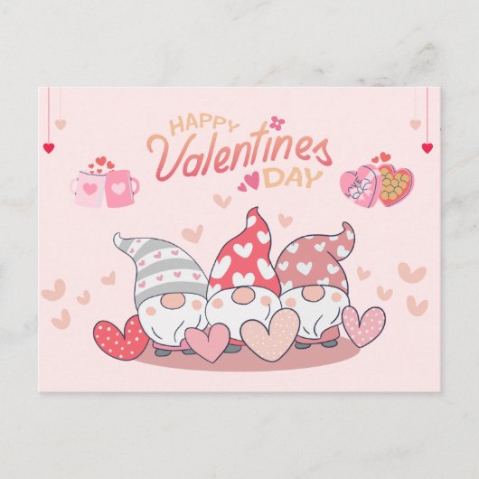Valentine's Day Gnomes with Hearts Feestdagenkaart (Voorkant)