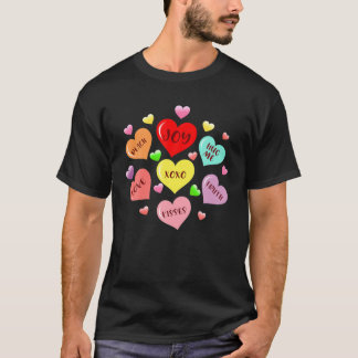 Valentine's Day Heart Candy Matching Couple Pajama T-shirt
