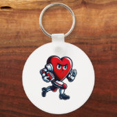 Valentines Day Heart Football Player Team Srts Sleutelhanger (Voorkant)