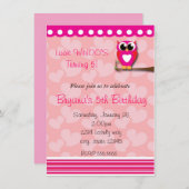 Valentines Day Heart Owl Anniversaire Invitation (Devant / Derrière)