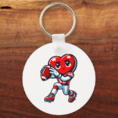 Valentines Day Heart Quarterback Football Srts Sleutelhanger (Voorkant)
