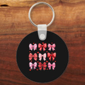 Valentines Day Hearts Leopard Coquette Bow Women G Sleutelhanger (Voorkant)