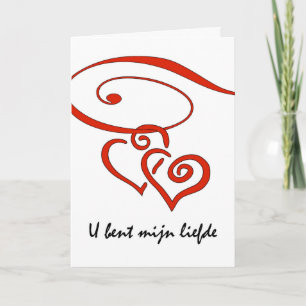 Valentine's Day in Dutch, Hearts Swirl Together Feestdagen Kaart