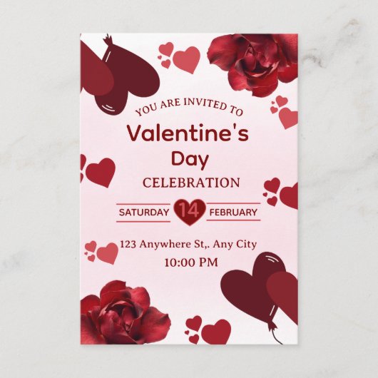 Valentine's Day Invitation Card Kaart (Voorkant)