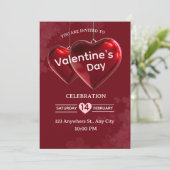 Valentine's Day Invitation Card Kaart (Staand voorkant)
