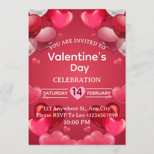 Valentine's Day Invitation Card Kaart (Voorkant)