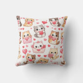 Valentine's Day Kawaii Cat Pattern Throw Pillow Kussen (Achterkant)
