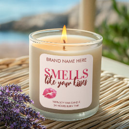 Valentine's Day Kisses Custom Pink Candle Label