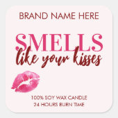 Valentine's Day Kisses Custom Pink Candle Label (Voorkant)
