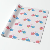 Valentine's Day Love Birds Pattern Wrapping Paper Cadeaupapier (Uitgerold)