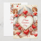 Valentine's Day Love Cherub Angels  Feestdagenkaart (Voorkant / Achterkant)