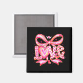 Valentines Day Love Funny Coquette Bow Checkered X Magneet (Voorkant / Achterkant)