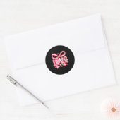 Valentines Day Love Funny Coquette Bow Checkered X Ronde Sticker (Envelop)
