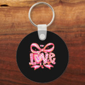 Valentines Day Love Funny Coquette Bow Checkered X Sleutelhanger (Voorkant)