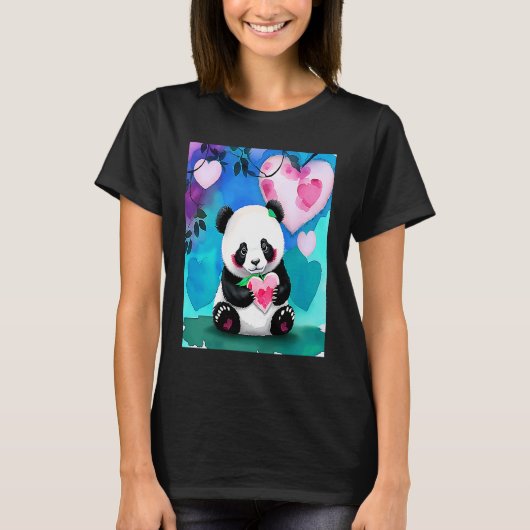 Valentine's Day Love Heart Panda Girlfriend Fiancé T-shirt (Voorkant)