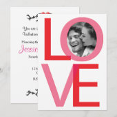 Valentines Day LOVE Photo Fiançailles Invitation (Devant / Derrière)