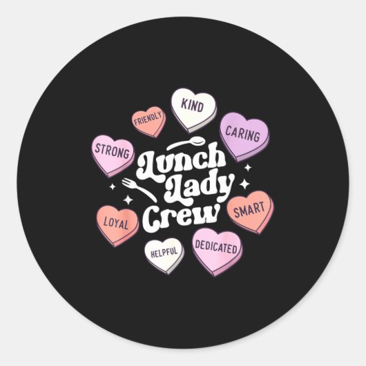 Valentines Day Lunch Lady Groovy Cafeteria Squad H Ronde Sticker (Voorkant)