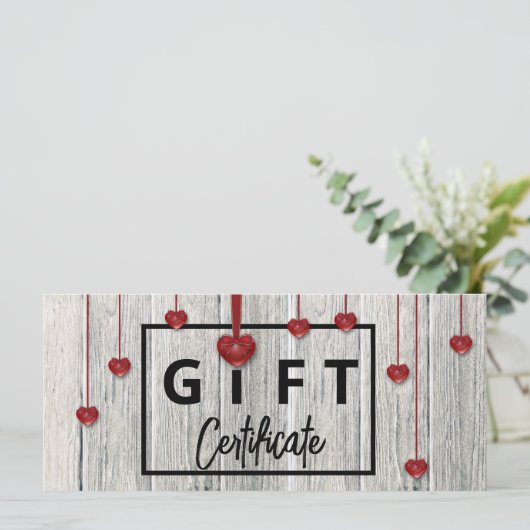 Valentines Day Modern Rustic Wood Hearts Carte Cad (Debout devant)