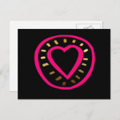 Valentine's Day Moderne Coeur rose Noir 2 carte po (Devant / Derrière)