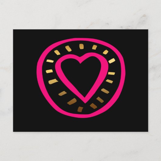 Valentine's Day Moderne Coeur rose Noir 2 carte po (Devant)