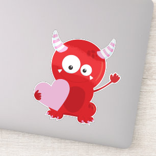 Valentine's Day Monster, Cute Monster, Hearts Sticker