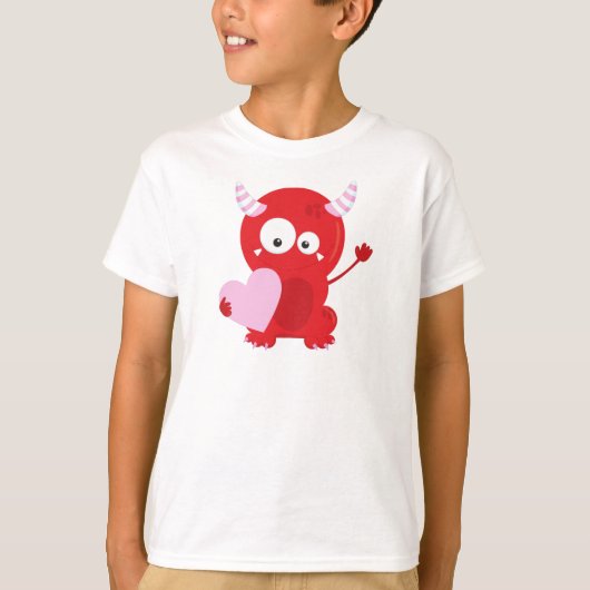 Valentine's Day Monster, Cute Monster, Hearts T-shirt (Voorkant)