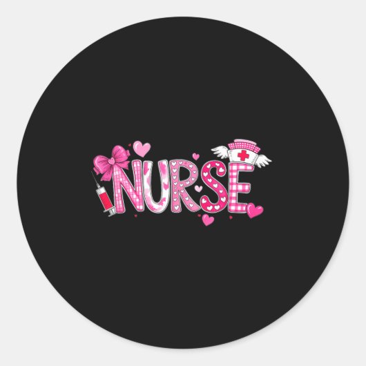 Valentines Day Nurse Graphic Nk Patterns For Woman Ronde Sticker (Voorkant)