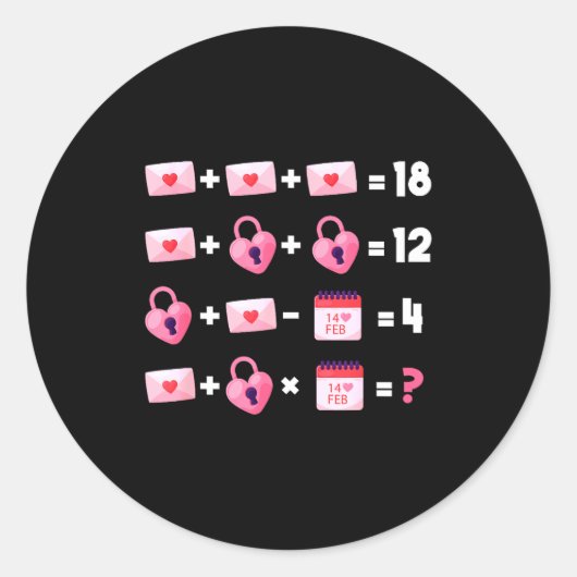 Valentines Day Order Of Operations Valentines Math Ronde Sticker (Voorkant)